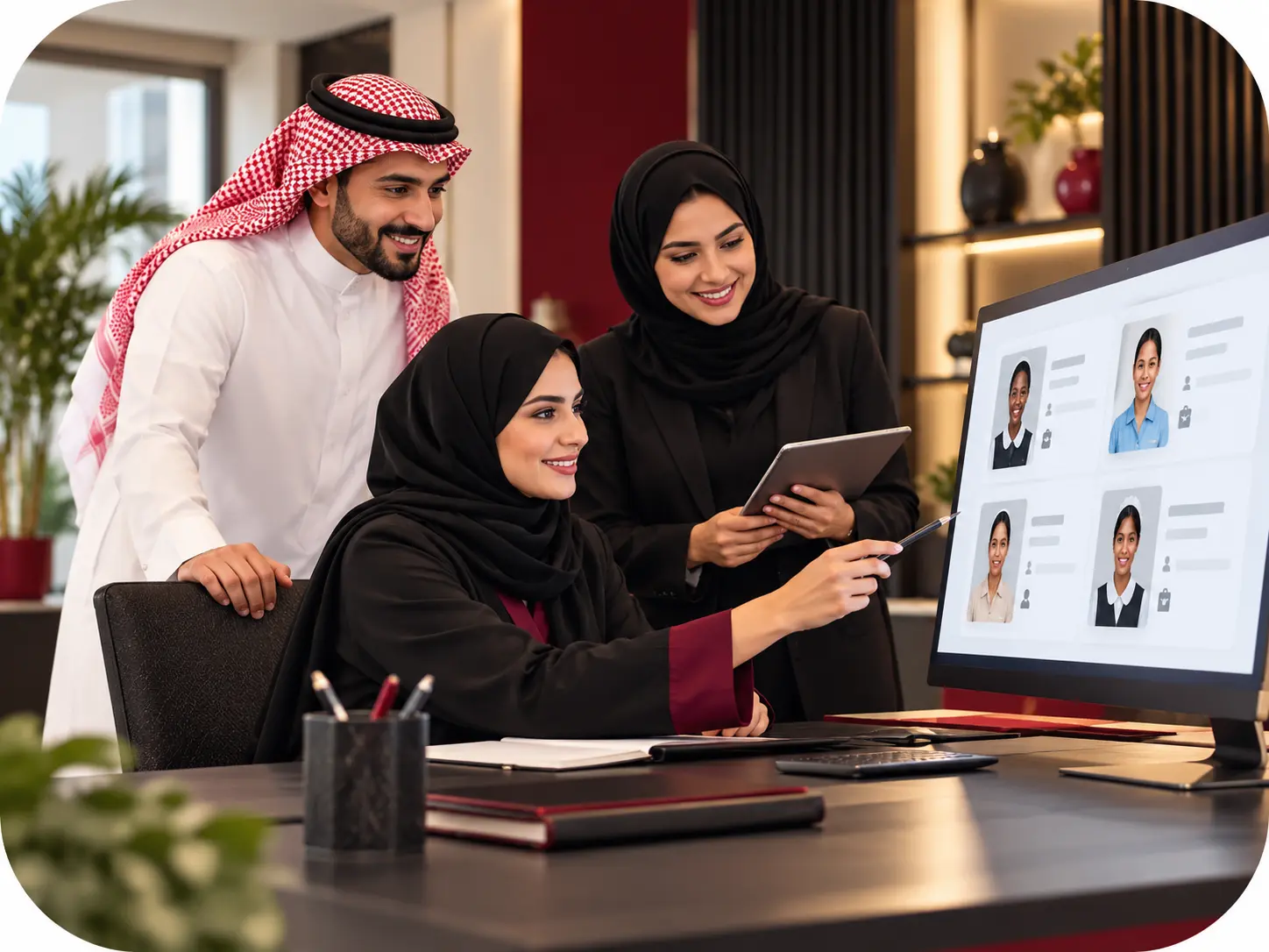 فريق الشركة أثناء خدمة العملاء
